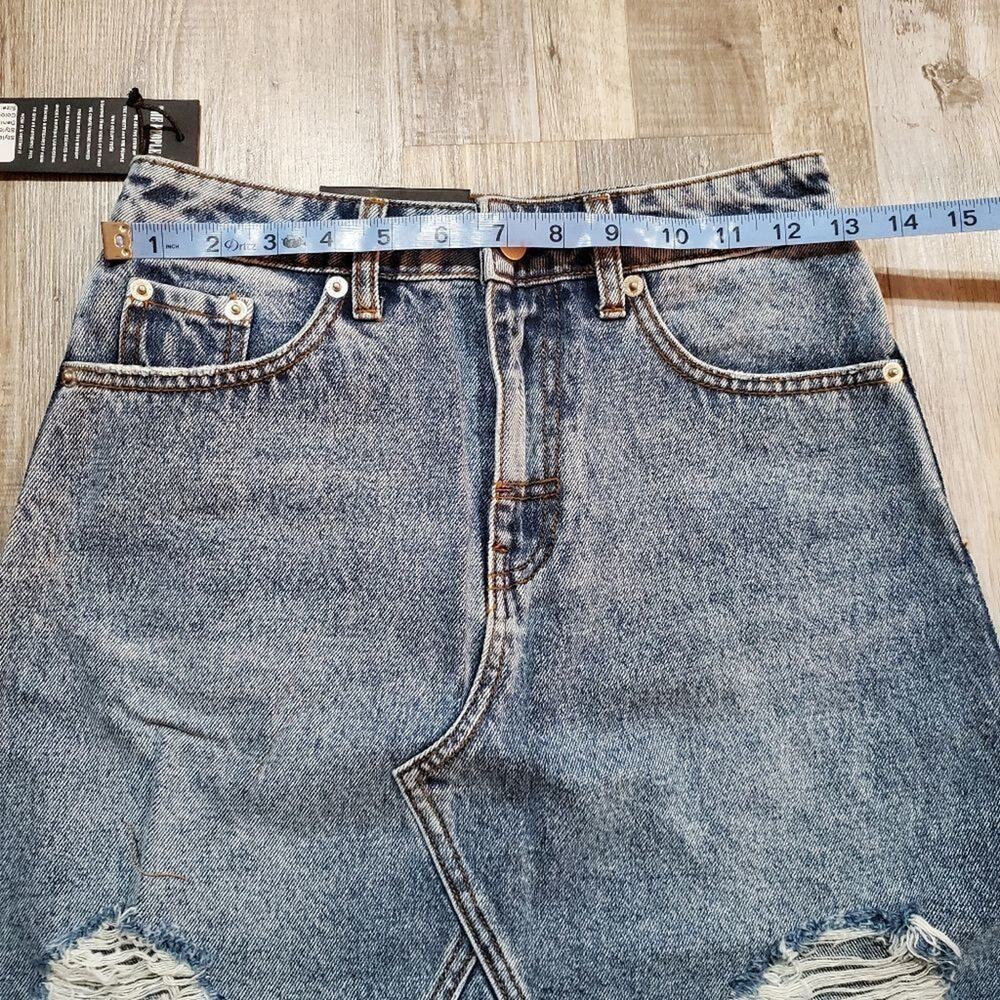 The people vs small nick distressed denim skirt with raw hem - Picture 6 of 10